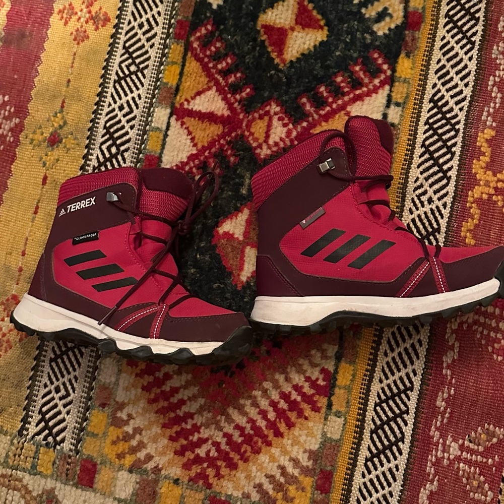 Adidas Kids Terrex Burgundy and Black Boots